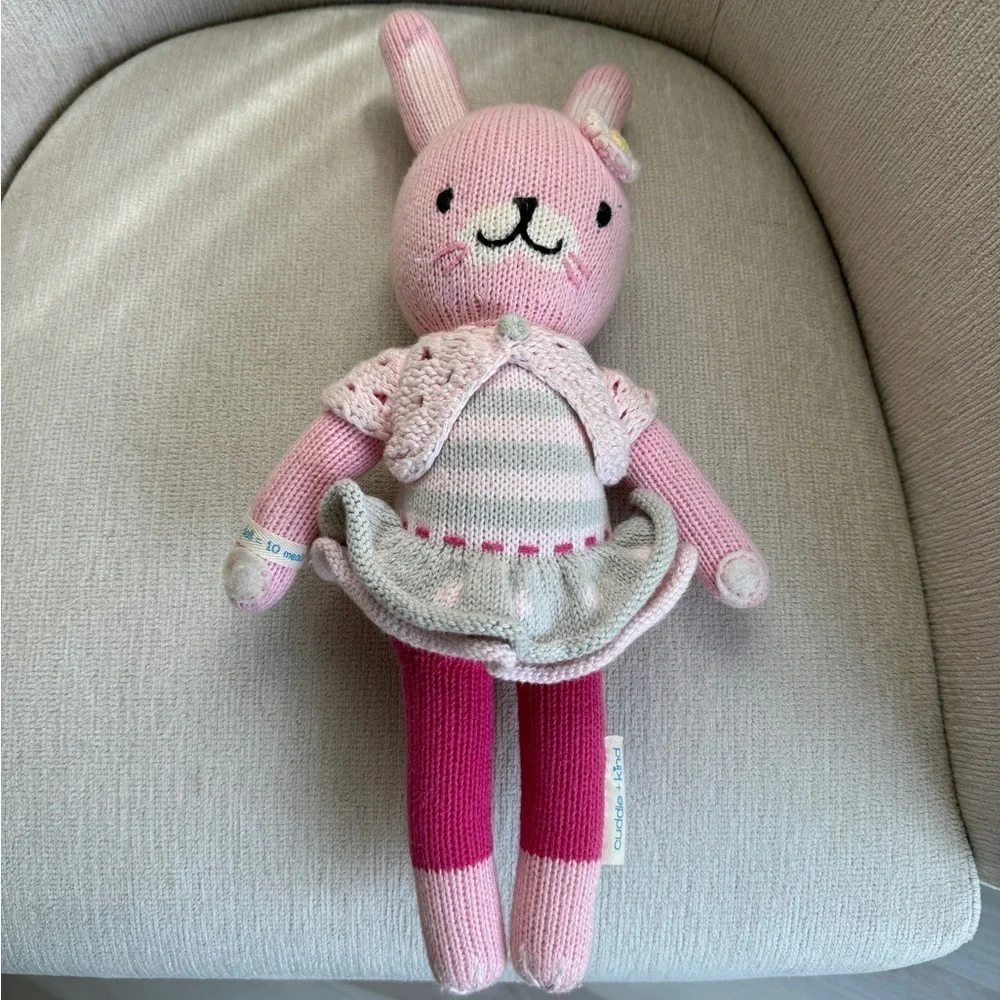 Cuddle + Kind Chloe the bunny knit cardigan 13” cardigan daisy stuffed animal